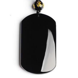 Pendants Natural Black Obsidian Beads Necklace Hand Grinding Safety Jade Pendant Fashion Jewellery for Man Women Auspicious Amulet Gifts