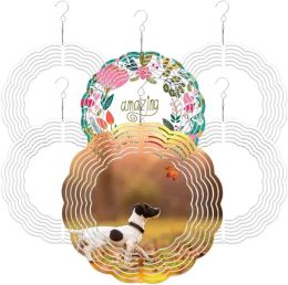 New 10inch Sublimation Aluminium Wind Spinner DIY Arts and Crafts gift Double-sided Heat Transfer Printing Aluminium Plate Home Christmas Decorations