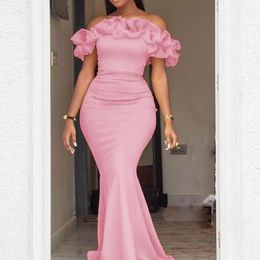 Basic Casual Dresses Off Shoulder Floor Length Evening Long Dress Elegant Bodycon Female Maxi Party Birthday Pink Year Women Sexy 230825