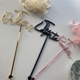 Other Event Party Supplies Personalized Name Drink Stirrers Custom Hand Lettered Stir Swizzle Sticks Bar Accessories Wedding Table Centerpiece 230825