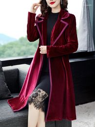 Women's Trench Coats JAMERARY Fashion Long Women Autumn Winter Velvet Windbreaker Lady Midi Dress Office Work