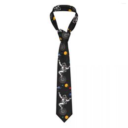 Bow Ties Space Astronaut Riding Bicycle Unisex Necktie Silk Polyester 8 Cm Wide Neck For Mens Suits Accessories Gravatas Business