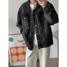 Men's Jackets Zipper Denim Jacket Men Oversized Fashion Retro Mens Streetwear Korean Loose Hiphop Bomber Coat 230825