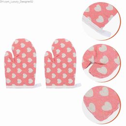 2 Pcs Heat Insulation Anti-Hot Gloves Children Oven Mittens Resistant Kitchen Mitts Microwave Micro-wave Cooking Q230826