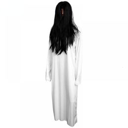 Party Masks Scary Ghost Costume Exquisite Ghost Bride Dress Halloween Horror Cosplay Costume White Sadako Cosplay Suit 230825