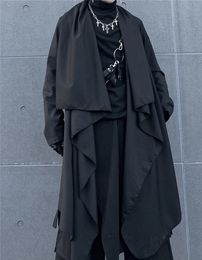 Men's Trench Coats Long Windbreaker Coat Black Slim Fit Loose Knee Length Ins Japanese Handsome Fashion 230825