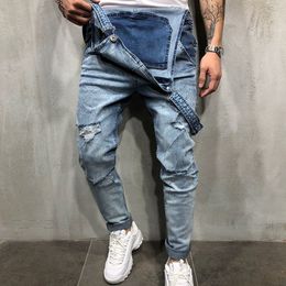 Mens Jeans Summer Casual Fashion Ripped High Street Men Jumpsuit Distressed Denim Overalls men 230825