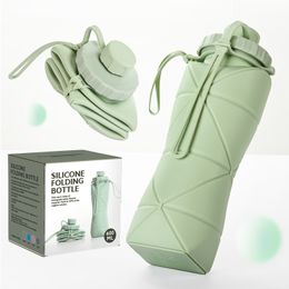 water bottle 600ml Folding Silicone Water Bottle Sports Outdoor Travel Portable Cup Running Riding Camping Hiking Kettle 230826