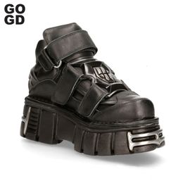Boots GOGD Brand Fashion Women's Platform Ankle Boots Dark Punk Style High Heels Metal Decoration Design Y2k Gothic Shoes INS 230825