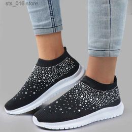 Summer Women Shining Knit Breathable Sneakers Dress Crystal Non-slip Flats Woman Plus Size 43 Comfortable Soft Bottom Sports Shoes T230826 815