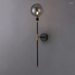 Wall Lamps Modern Home Iron Bedroom Led Bedside Magic For Light Decor Lamp Loft Living Ball Fixtures Room Bean Nordic Glass Black