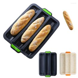 Baking Moulds Silicone 3 Grids Baguette Cake Mould DIY Bread Non-stick Forms Tray Baguettes Loaf Pan Bakery Tools