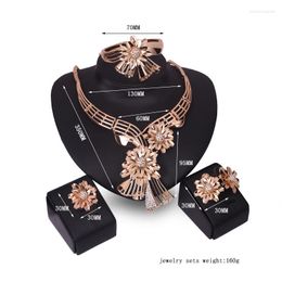 Necklace Earrings Set Fashion Alloy Flower Bracelet Ring Of Four Wedding Banquet Jewellery For Women