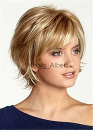 Synthetic Wigs Short Choppy Layered Wavy Synthetic Hair Capless Wig for White Women x0826