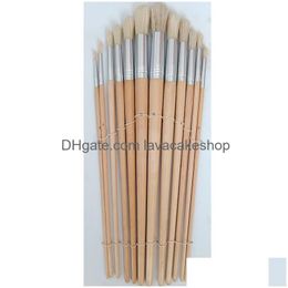 Painting Supplies Professional Artist Paint Brush Set Of 12 With Storage Case Includes Round And Flat Art Brushes Hog Ponyand Drop D Dhcll