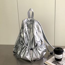 School Bags KUROYABU High Quality Drawstring Wrinkle Backpack Lightweight Casual Large Capacity Multi function Portable 230825