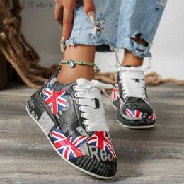 Casual Sneakers Women's Dress 2023 Fashion New Painted Graffiti Lace Up Sports for Women Flat Pu Leather Ladies Running ec86