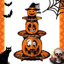 Other Event Party Supplies Halloween Pumpkin Cupcake Stand Ghost Bat 3 Tier Cardboard Holder Birthday Dessert Towers 230825