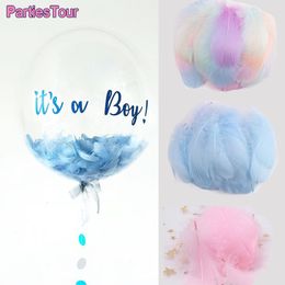 Other Event Party Supplies 100Pcs Macarons Colourful Feather Transparent Bobo Ballons Filled Birthday Wedding Decors Gift Box Balloon DIY Craft Fill Feather 230825