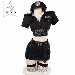 Sexy Pyjamas SENMHS Woman Officer Uniform Secretary Erotic Outfit Smooth Stretch Dress Lingerie Couple Costumes 230825