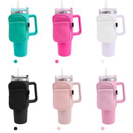 Neoprene 40oz Water Bottle Tumbler Holder Bags With 2 Pouches Mult-Function Protable Mini Bottle Bag Pouch