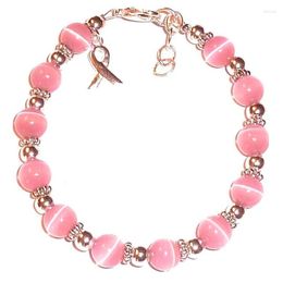 Strand PINK CANCER BEADED BRACELETS Ribbon Breast Awareness Bracelet For Women October Jewelry -