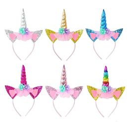 Headbands Kids Unicorn Headband Baby Shower Birthday Girl Headwear Party Hair Hoop Hairbands Children Hair Accessories Unicorn Party Decor 230826