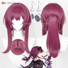 Cosplay Wigs 43cm Kafka Cosplay Wig Anime Honkai Star Rail Cosplay Rose Purple Kafka Honkai Wig Heat Resistant Synthetic Hair Wigs Wig Cap 230826