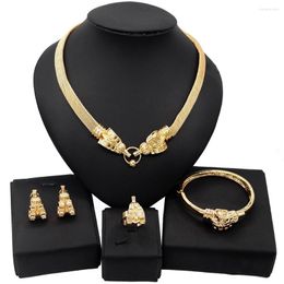 Necklace Earrings Set Fashion Zinc Alloy Electroplated Pendant Bracelet Rings For Women's Jewellery Of Four PieDD10178