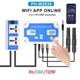 PH Metres Wireless WiFi Online Control Detector Water Quality Detector 3-in-1 pH/ORP/TEMP Controller Water Quality Tester BNC Type Probe 230826