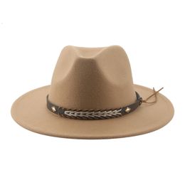 Wide Brim Hats Bucket Cowboy Hat Winter Women for Man Caps Fedoras Felted Panama Western Vintage Solid Chapeau Femme 230825