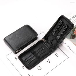 Nail Art Kits 6 Pcs/Bag Portable Luxury Manicure Sets Bright Black Scissors Tools Green Care Personal Set File Eyebrow Clipper X3E3