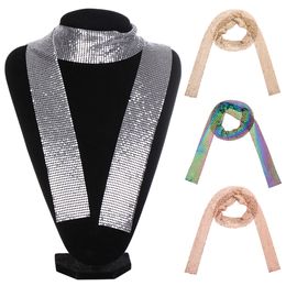 Scarves Ladies Punk Aluminium Alloy Sequins Pendant Long Choker Women Thin Neck Collar Tie Chain Necklaces Fashion Jewellery 230825