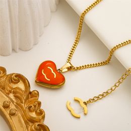 2023 Brand Designer Neckalce Gold Plated Heart Pendant Link C Letters Necklaces Valentine's Mother's Day Jewelry Accessories for Women Girls