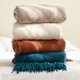 Blankets Textile City Geometric Jacquard Blanket Herringbone Knitting Throw Office Air Conditioner Nap Pashmina Shawl Home Deco 230825
