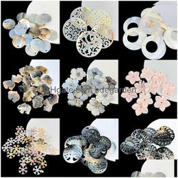 Charms Handmade Natural Mother Of Pearl Shell Charm Pendant Jewellery Making Mop Earring Necklace Hair Clip Brooch Flower Tree Diy Drop Dhcrr