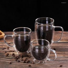 Mugs Transparent Glass Coffee Cup Milk Whiskey Tea Beer Double Creative Heat Resistant Cocktail Vodka Wine Mug Drinkware Tumbler Cups
