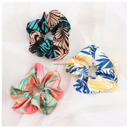 2023 Summer Leaves Printed Elastic Hair Band Scrunchies Women's Hair Ties Headdress Accessories Chouchou Cheveux