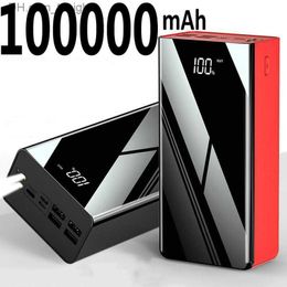 100000mAh Power Bank 4 USB 2.1A Fast Charging Poverbank External Battery Charger for iPhone 14 13 12 Samsung Powerbank Q230826