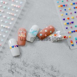 False Nails 1Sheet Mini Heart Nail Art SelfAdhesive Sticker Colorful 5D Relief Love Heart Shaped Nail Adhesive Foil Tips For Nail Art Decal x0826
