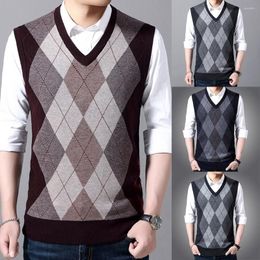 Men's Vests 2023 Fashion Brand Sweater For Mens Pullovers Plaid Slim Fit Jumpers Knitted Vest Autumn Korean Style Casual Men Clothes