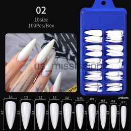 False Nails 100Pcsbox Full Coverage Fake Nails Natural Clear White Quick Extension False Nails Tips Water Drop Full Sticker For Nails x0826