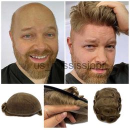 Synthetic Wigs French Lace Brazilian Human Hair Men Toupee Natural Straight Hair Wigs For Men x0826