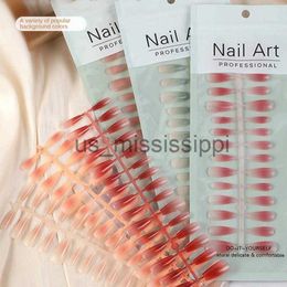 False Nails Sweet Summer Fake Nails Patches Pink Glitter Press on Nails Women Wearable Nail Art Stickers Full Finished False Nail x0826