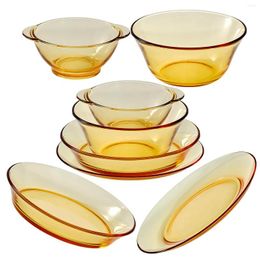 Plates Multi-purpose Heat Resistant Glass Plate Bowl Container Baking Oven Cake Cup For Microwave Home Decoration Kitchen