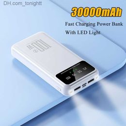 Power Bank 30000mAh Fast Charging Powerbank Portable External Battery Charger Poverbank With LED Light For Q230826