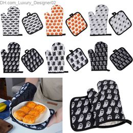 New Halloween Pattern Oven Gloves Microwave Insulation Gloves Thickened Kitchen Gloves Anti-Hot Hand Gloves Kitchen Accessories Q230826