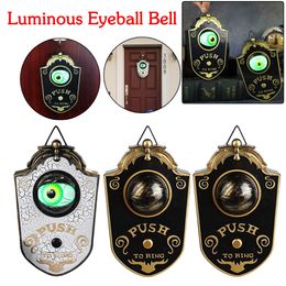 Other Event Party Supplies Luminous Hanging Doorbell Haunted Decorations Glowing Horror Props Creepy Eyes with Sound Lights for Halloween 230825