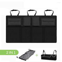 Car Organiser Universal Auto Seatback Trunk Rear Back Seat 2 In 1 Storage Bag Mesh Net Pocket Adjustable Straps