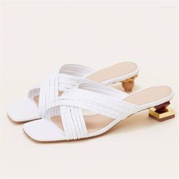 Sandals Fashion White Women Slippers Strange Heel Outside Slides Prom Dress Shoes Woman Summer Gladiator Mules Sandalias Mujer